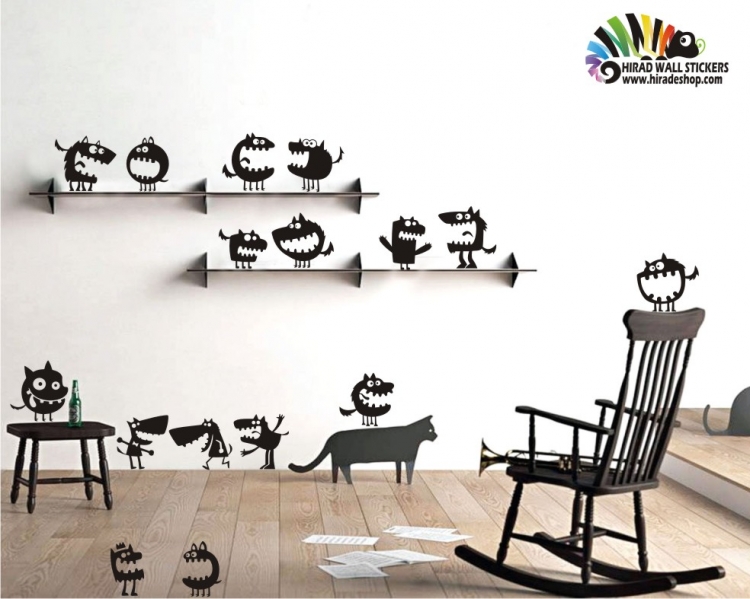 استیکر و برچسب دیواری فانتزی میکروبها کد h230