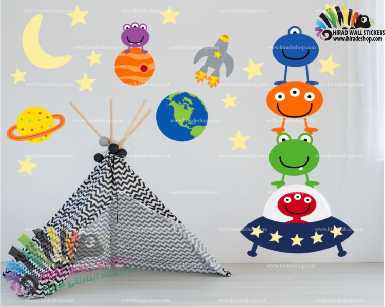 استیکر و برچسب دیواری سفینه و موجودات فضایی و سیاره ها کد h1567 استیکر و برچسب دیواری سفینه و موجودات فضایی و سیاره ها کد h1567