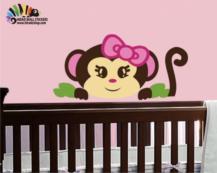 استیکر و برچسب دیواری و بالای میز و تخت اتاق کودک میمون کد h356 استیکر و برچسب دیواری و بالای میز و تخت اتاق کودک میمون کد h356