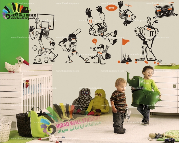 استیکر دیواری اتاق کودک ربات های ورزشکار Athlete Robots Wallstickers کد h1027