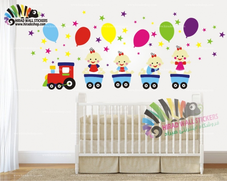 استیکر و برچسب دیواری اتاق کودک قطار کودک و بادکنک کد h567 استیکر و برچسب دیواری اتاق کودک قطار کودک و بادکنک کد h567