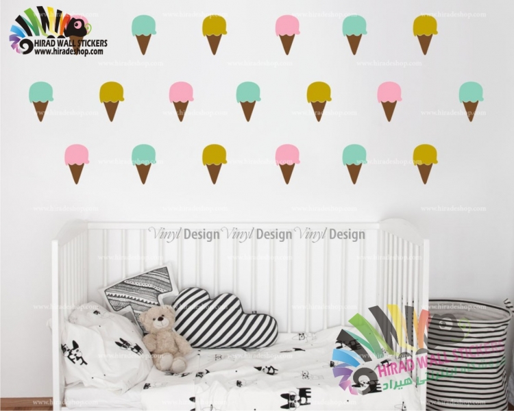 استیکر و برچسب دیواری اتاق کودک پک تکرار شونده بستنی قیفی کد h1558 استیکر و برچسب دیواری اتاق کودک پک تکرار شونده بستنی قیفی کد h1558