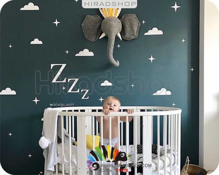 استیکر و برچسب دیواری اتاق کودک ابر و ستاره h1678 استیکر و برچسب دیواری اتاق کودک ابر و ستاره h1678