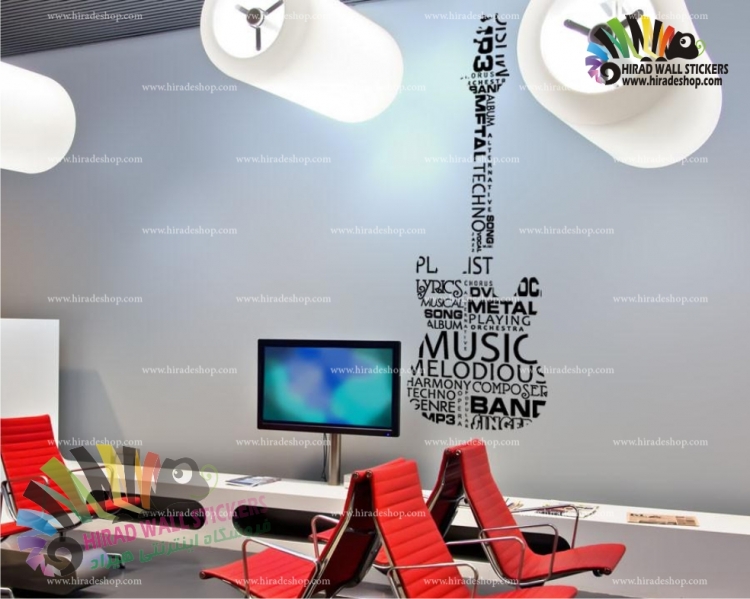 استیکر دیواری موزیک و آموزشگاه موسیقی گیتار برقی Electric Guitar Wallstickers کد h759 استیکر دیواری موزیک و آموزشگاه موسیقی گیتار برقی Electric Guitar Wallstickers کد h759