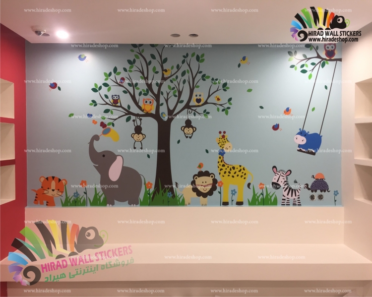 استیکر دیواری اتاق کودک جنگل حیوانات Animal Forest Wallstickers کد h1150