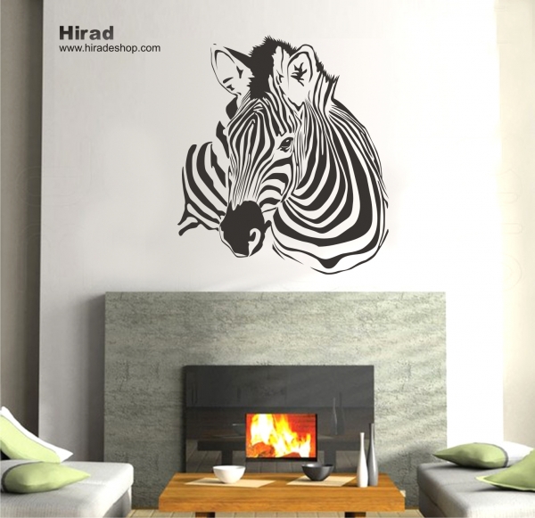  استیکر و برچسب دیواری گورخر سه رخ zebra wall stickers animals wall stickers کد h300