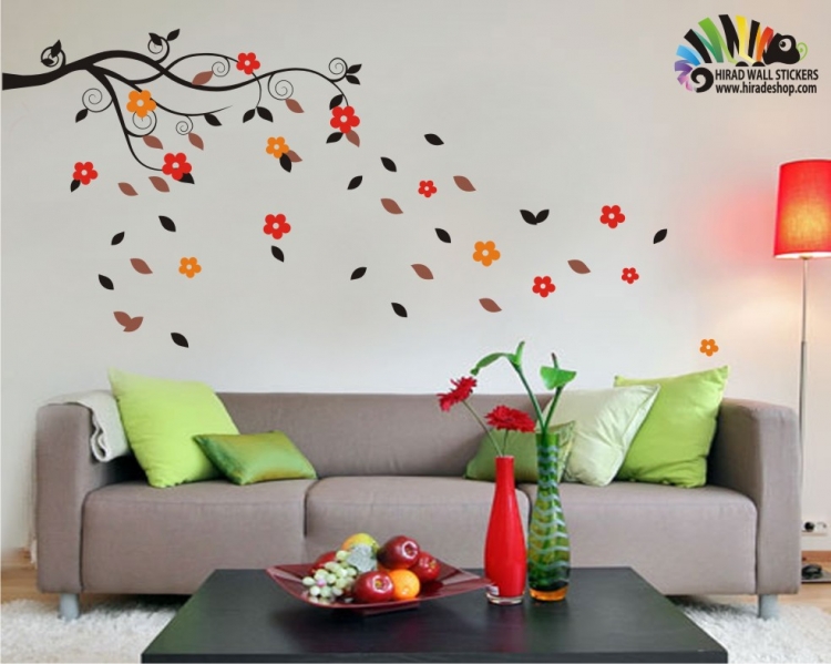 استیکر شاخه گل بهار نارنج flower wallstickersکد h083