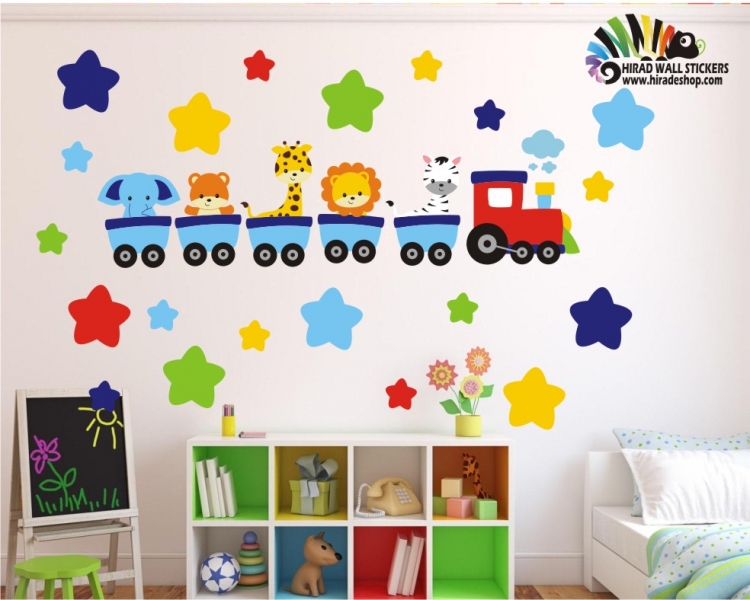 استیکر و برچسب دیواری قطار حیوانات animals train wall stickersکد h474 استیکر و برچسب دیواری قطار حیوانات animals train wall stickersکد h474