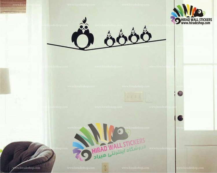 استیکر و برچسب دیواری جوجه ها روی بند کد h636 استیکر و برچسب دیواری جوجه ها روی بند کد h636