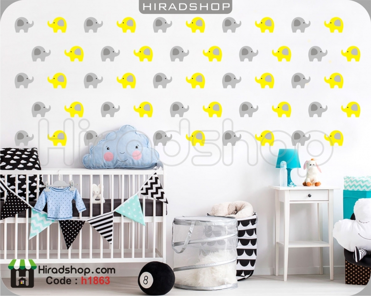 استیکر و برچسب دیواری پک تکرار شونده فیل lelephant wallsticker کد h1863 استیکر و برچسب دیواری پک تکرار شونده فیل lelephant wallsticker کد h1863