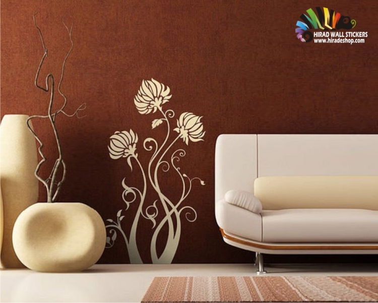 استیکر و برچسب دیواری گل سه تایی کد h146  استیکر و برچسب دیواری گل سه تایی کد h146