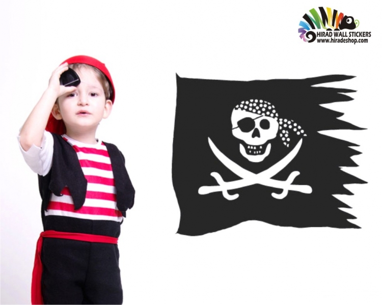 استیکر و برچسب دیواری اتاق کودک پرچم دزد دریایی کد h374
