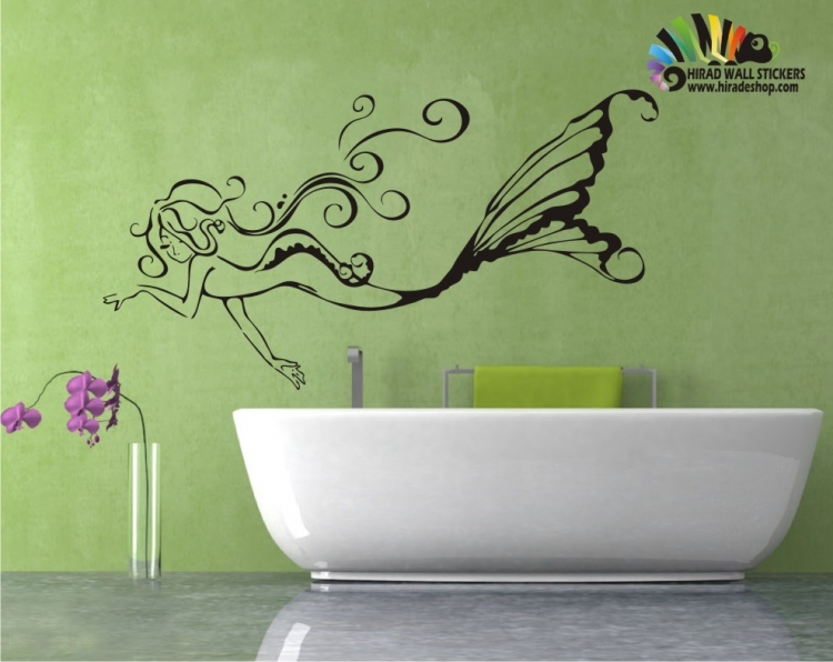 استیکر و برچسب دیواری پری دریایی دخترانه اتاق کودک  کد h192  استیکر و برچسب دیواری پری دریایی دخترانه اتاق کودک  کد h192