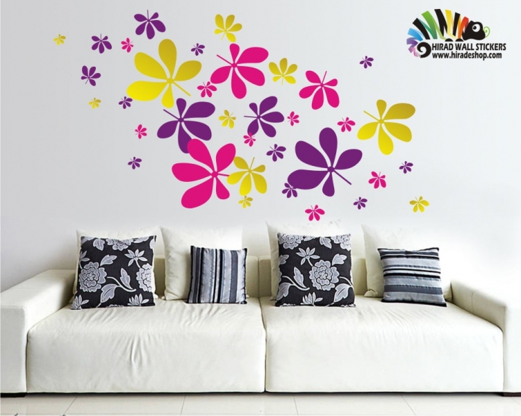 استیکر و برچسب دیواری گل های نیلوفرflower wall stickers کد h109