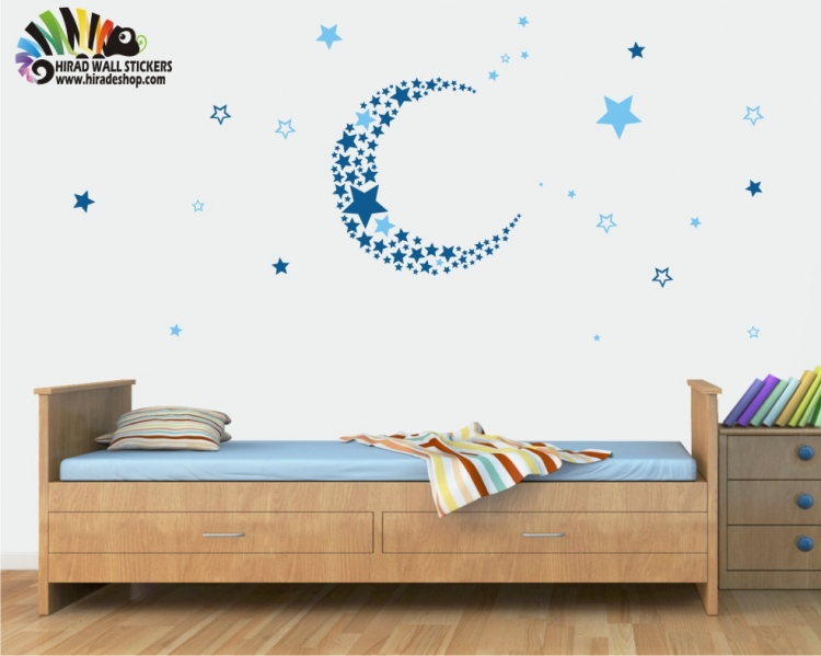 استیکر و برچسب دیواری اتاق کودک ماه و ستاره کد h390