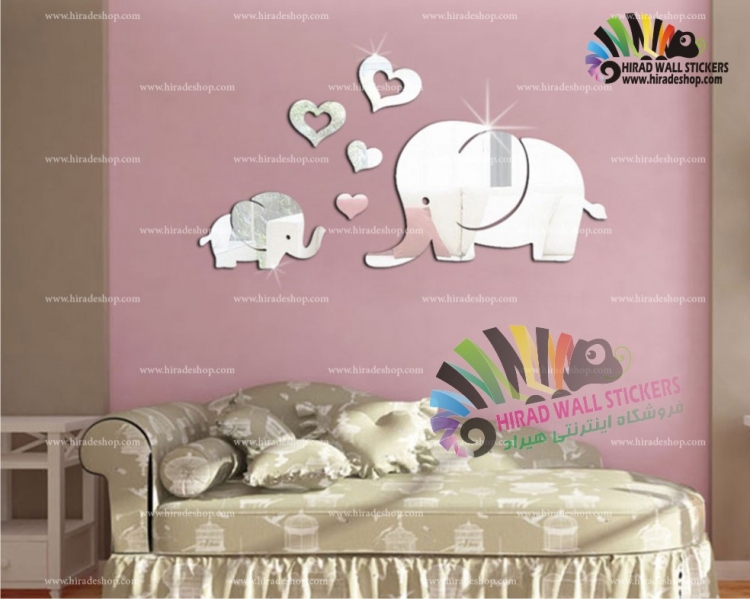 آینه اتاق کودک فیل و قلب کدhpa045 آینه اتاق کودک فیل و قلب کدhpa045