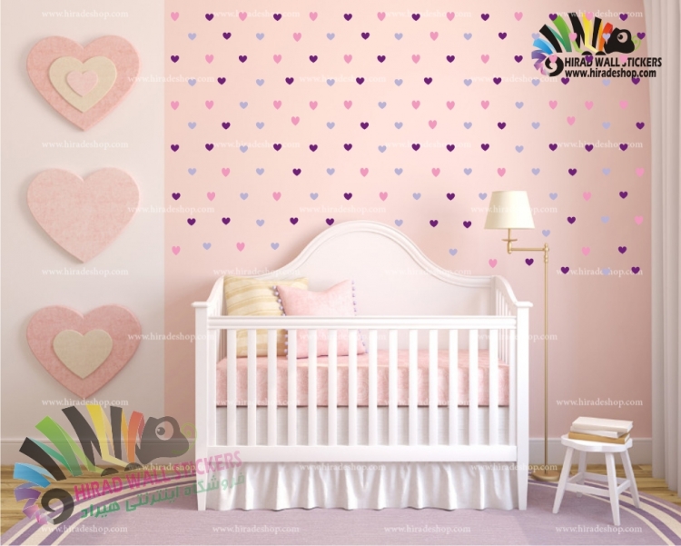 استیکر دیواری پک تکرار شونده قلب Heart Repetitive Pack Wallstickers کد h684