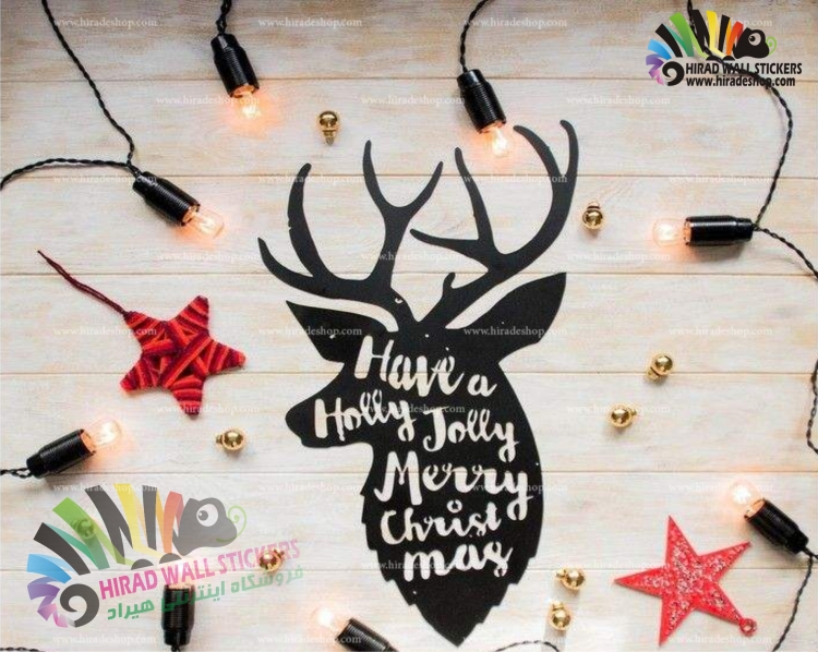 استیکر و برچسب دیواری کریسمس ، سر گوزن ،CRISMAS کد h1280 استیکر و برچسب دیواری کریسمس ، سر گوزن ،CRISMAS کد h1280