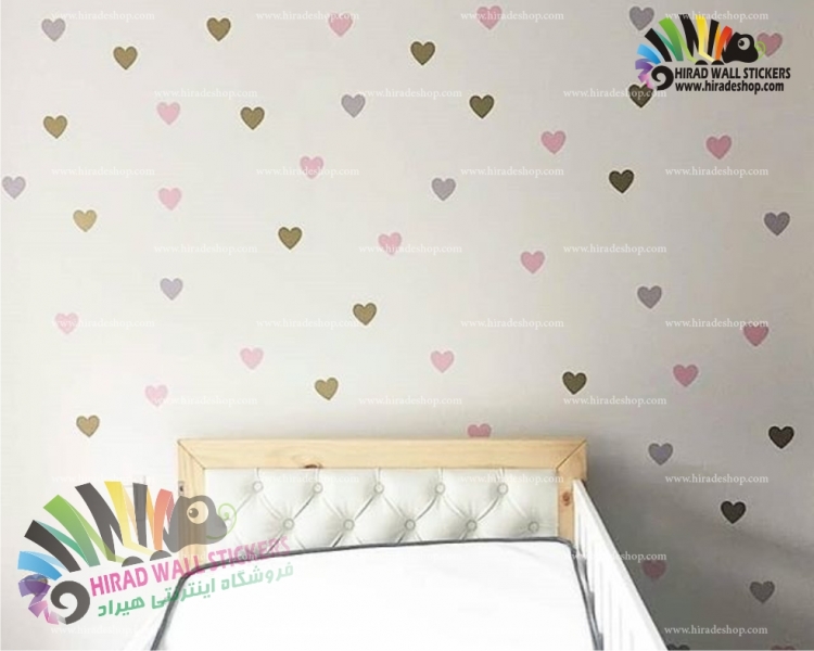 استیکر دیواری پک تکرار شونده قلب Heart Wallstickers کد h871