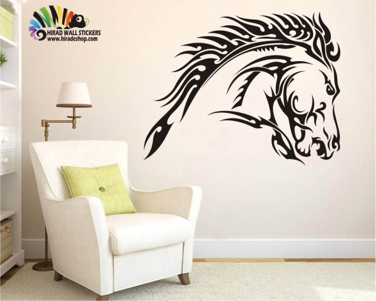 استیکر برچسب دیواری سر اسب جنگی horse head wall stickersکد h298 استیکر برچسب دیواری سر اسب جنگی horse head wall stickersکد h298