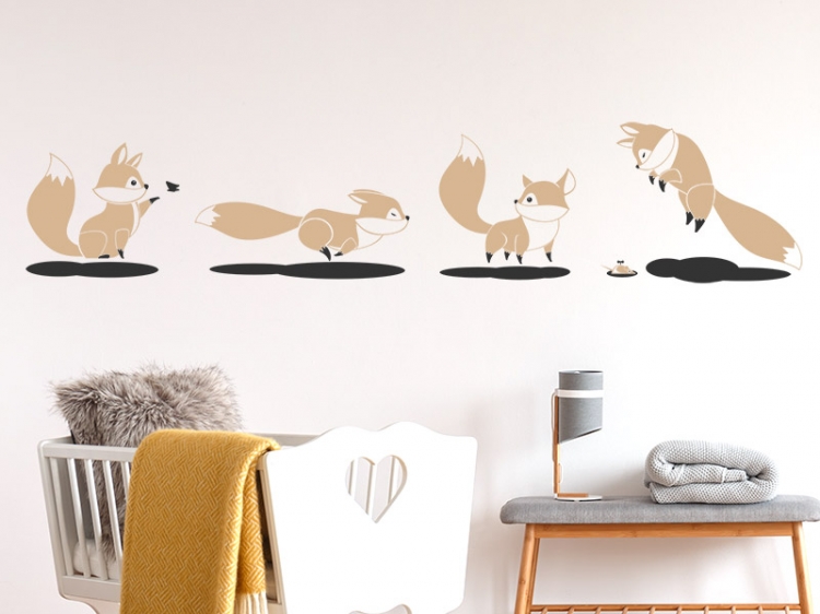 استیکر اتاق کودک روباه ها foxes wallstickers کد h1735 استیکر اتاق کودک روباه ها foxes wallstickers کد h1735