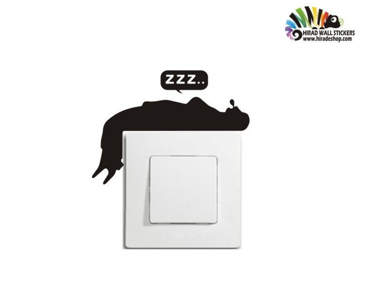 استیکر کلید و پریز مرد خوابیده sleepy man wallstickersکد h2162
