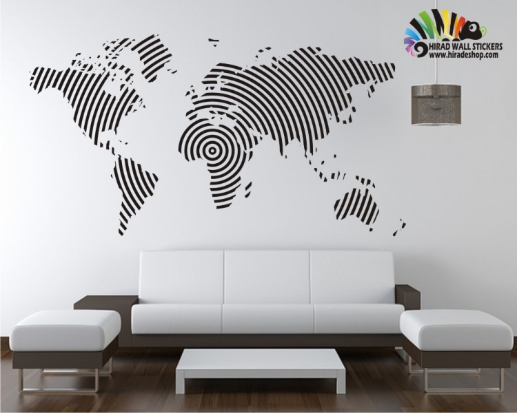 استیکر دیواری آژانس هواپیمایی نقشه جهان World Map Wallsticker کد h246