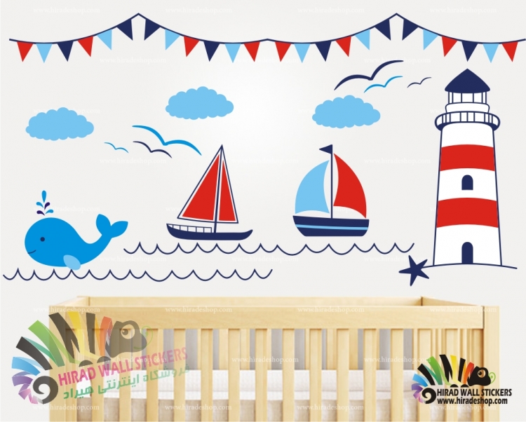 استیکر دیواری اتاق کودک دریا Sea Wallstickers کد h696