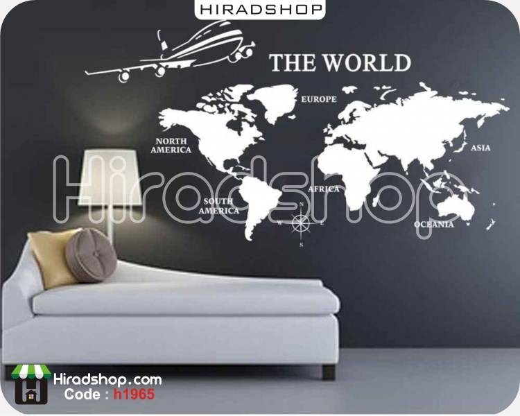 استیکر و برچسب دیواری آژانس هواپیمایی نقشه جهان travel agency wallsticker کدh1965
