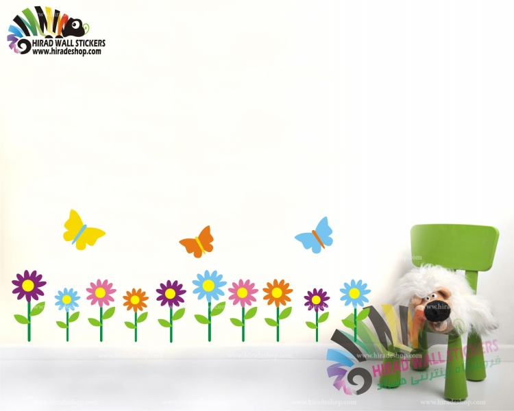 استیکر اتاق کودک گل و پروانه Flower and Butterfly Wallstickers کد h1454