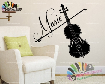 استیکر و برچسب دیواری نت و موزیک آلات موسیقی ویولن Musical Instruments Violin Wallstickers کد h1586