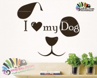 استیکر و برچسب دیواری پت شاپ نوشته  عاشق سگم هستم I Love My Dog Wallstickers کد h2311