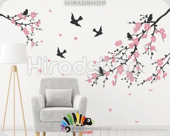 استیکر و برچسب دیواری شاخه و شکوفه و پرنده کد h1687