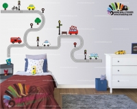 استیکر دیواری اتاق کودک ماشین، جاده ،خیابان cars wall sticker کد h625