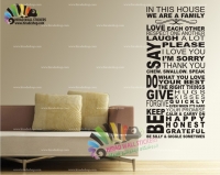 استیکر و برچسب دیواری قوانین خانه 2 home rules wall stickersکدh606