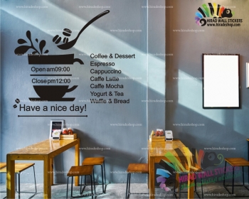 استیکر و برچسب دیواری کافی شاپ، قهوه coffee shop wall stickers کد h1627