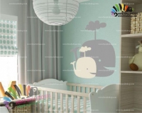 استیکر دیواری اتاق کودک نهنگ آبی Whale Wallstickers کد h707