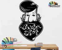 استیکر و برچسب دیواری صورت آرایشگاه مردانه Portrait Barber Shop Wallsticker کد h989