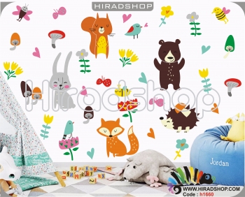 استیکر و برچسب دیواری جنگل حیوانات animal wallstickers  کد h1660