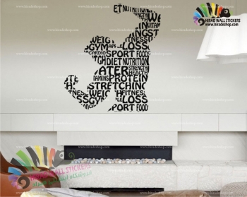 استیکر و برچسب دیواری بندسازی و فیتنس فیگور نوشته ورزش bodybuilding wall stickers کد h1629