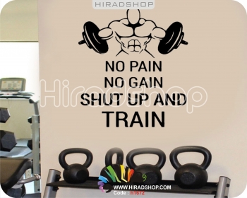 استیکر و برچسب دیواری باشگاه بدنسازی  no pain no gain  کد h1672