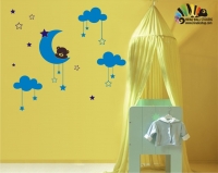 استیکر و برچسب دیواری اتاق کودک خرس و ابر و ستاره کد h112