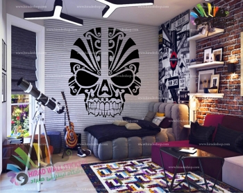 استیکر دیواری پسرانه اسکلت جمجمه Skeleton Skull Wallstickers کد h1194