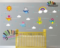 استیکر دیواری اتاق کودک حیوانات Animals Wallstickers کد h1055