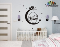 استیکر اتاق کودک جغد در ماه owl,moon wallstickers کد h059