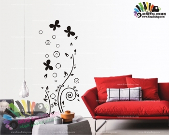 استیکر دیواری گل و پروانه flower & butterfly wallstickers کد h1647