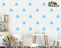 استیکر دیواری پک تکرار شونده قایق بادبانی Sailboat Repetitive Pack Wallstickers کد h667