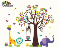 استیکر و برچسب دیواری اتاق کودک حیوانات animals wall stickersکد h418