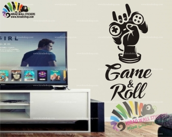 استیکر و برچسب دیواری گیم نت و کلوپ و بازی گیم اند رول Game & Roll Wallstickers کد h1438