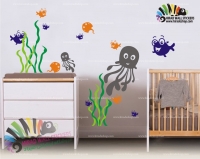 استیکر دیواری اتاق کودک دنیای زیر آب حیوانات اقیانوس Under Water World Wallstickers کد h1004